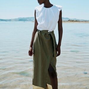 Olive Green Wrap Skirt/ Dress